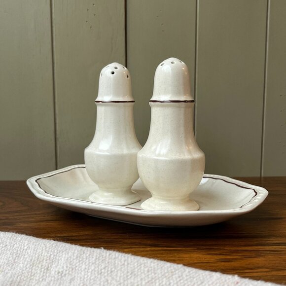 Kensington Staffordshire England Handcrafted Ironstone Set Salt Pepper Shakers - Picture 1 of 15